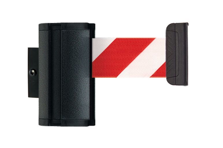 Black Wall Mount Stretch Belt Barrier Premium L - 3.7m belt inc receptacle image