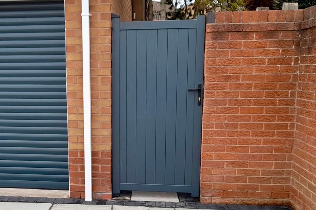 Garden Side Gate Flat Topped with Vertical Infill and Choice of elegant Grey image