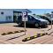 High-visibility wheelstops in a car park