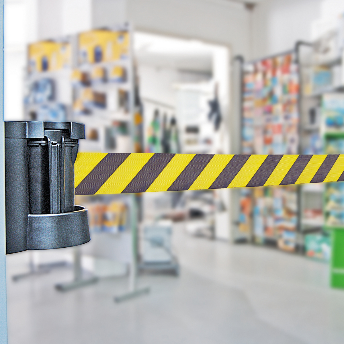 Belt Barrier Wall mounted (3 & 4 metres) moulded in hard wearing Black ABS'
