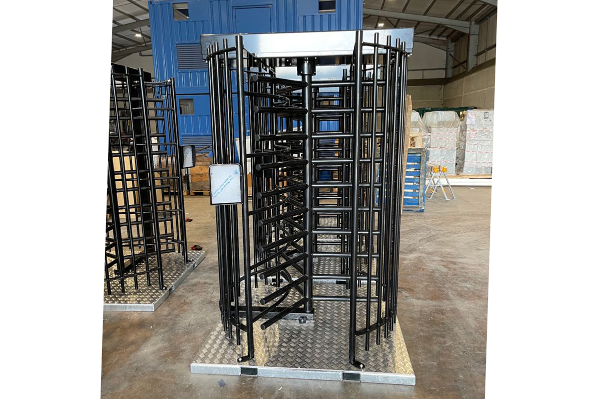 Full height turnstile on a forklift base