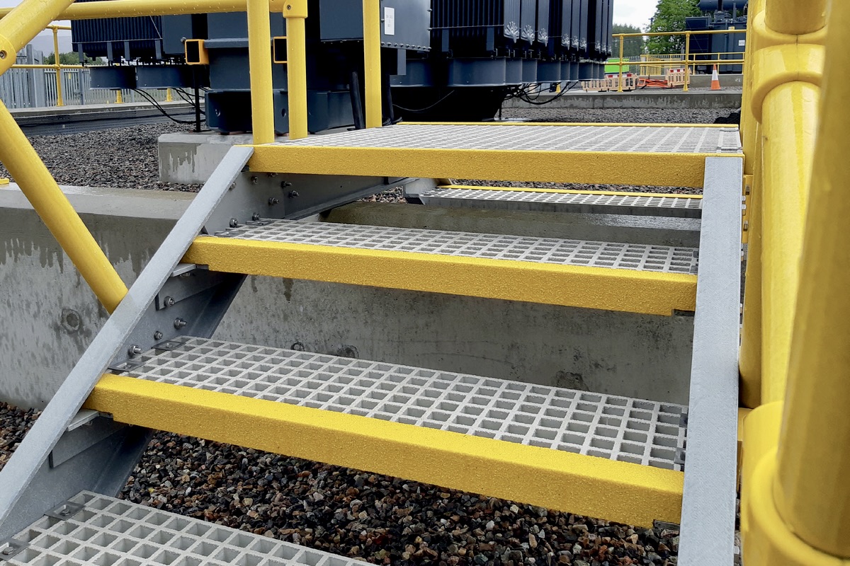 Stair Tread Nosing GRP (Glass Reinforced Plastic) 
Anti-Slip gritted covers. Fire retardant (ASTM E84) 
Durable with Great Volume Discounts.
