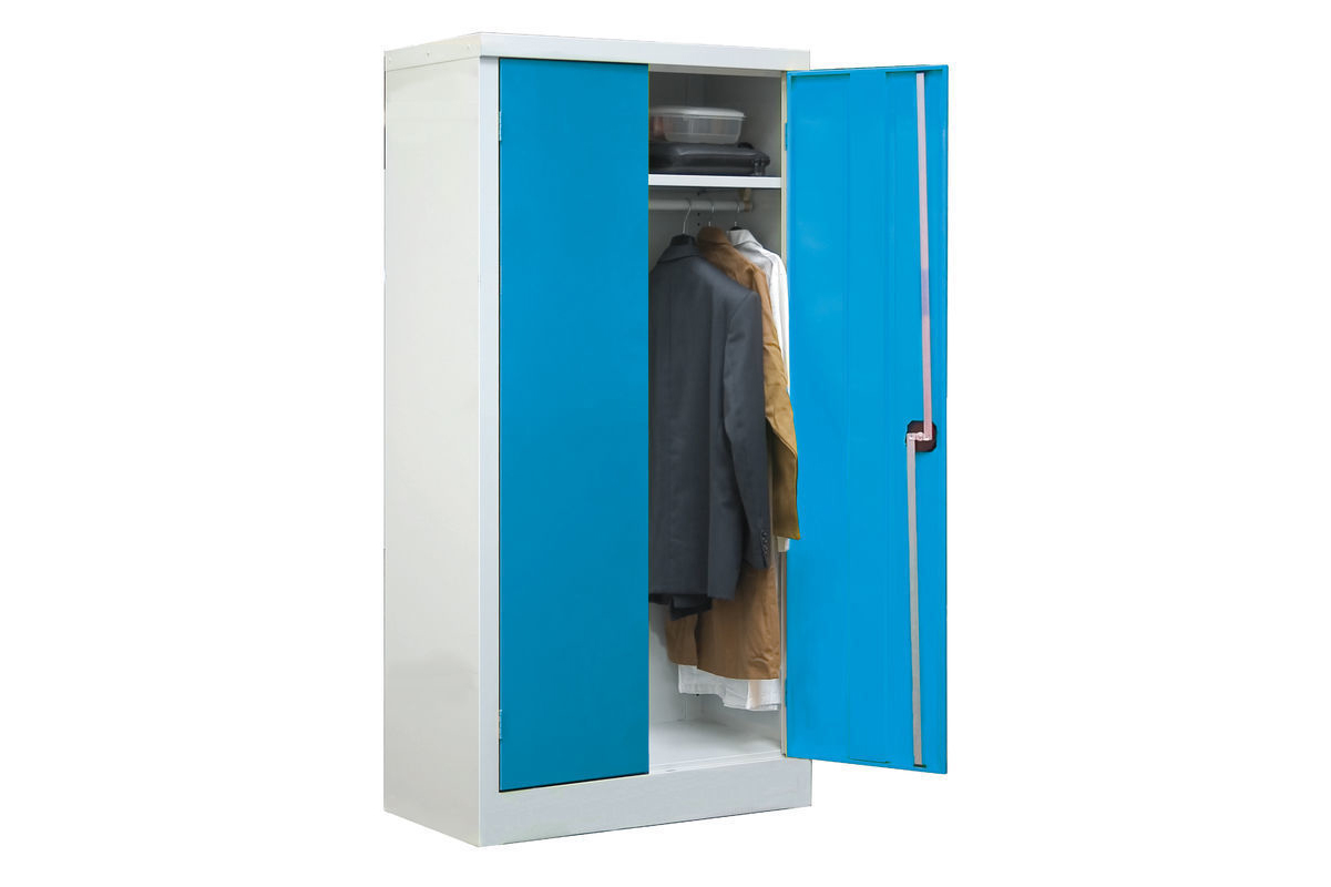 Cupboards for clothing with one fixed top shelf with a hanging garment rail below. Choice of door colour
