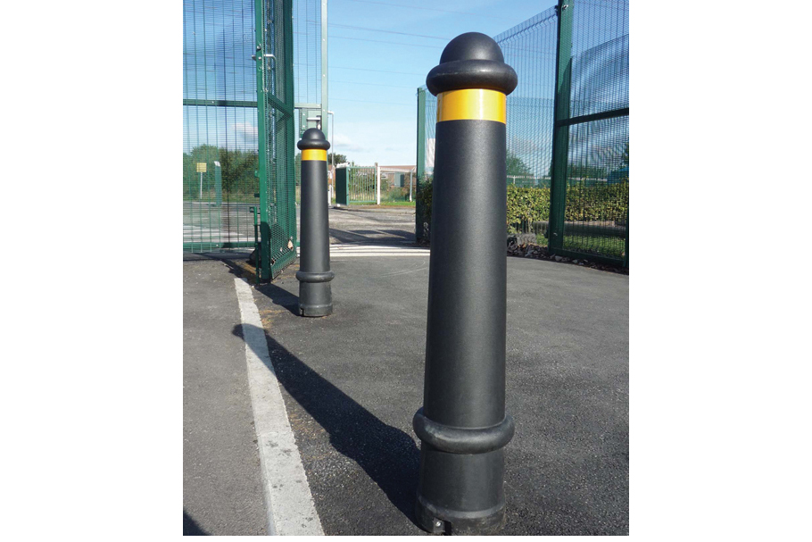 Round Top Steel-Core Bollards Robust, Versatile Traffic Control With Easy Sleeve Replacement A Retail Park Safety Solution