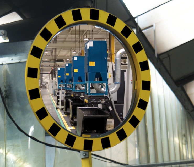 Safety Mirror with robust mounting kit. Industrial & Warehouse use. HI-VIS recommended by HSE.