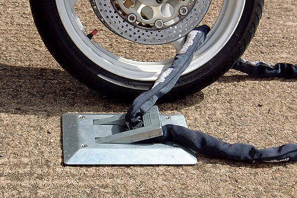 Locking Loop-Secure your motorcycle and Extremely durable. Concrete in or bolt down