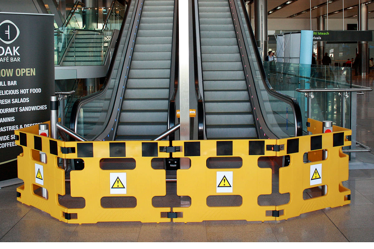 Safety Barriers with Warning Sign - HandiGuard safe for escalators and elevators