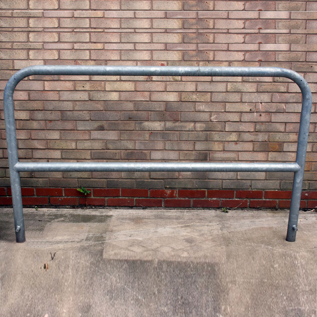 Motor Cycle Security Barrier. Loose steel bar inserted to prevent cutting and hacksawing