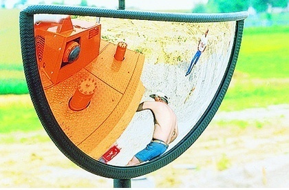 Unbreakable Plant Machinery Safety Mirrors 
Panoramic View for Forklifts & Wheel Blind Spots