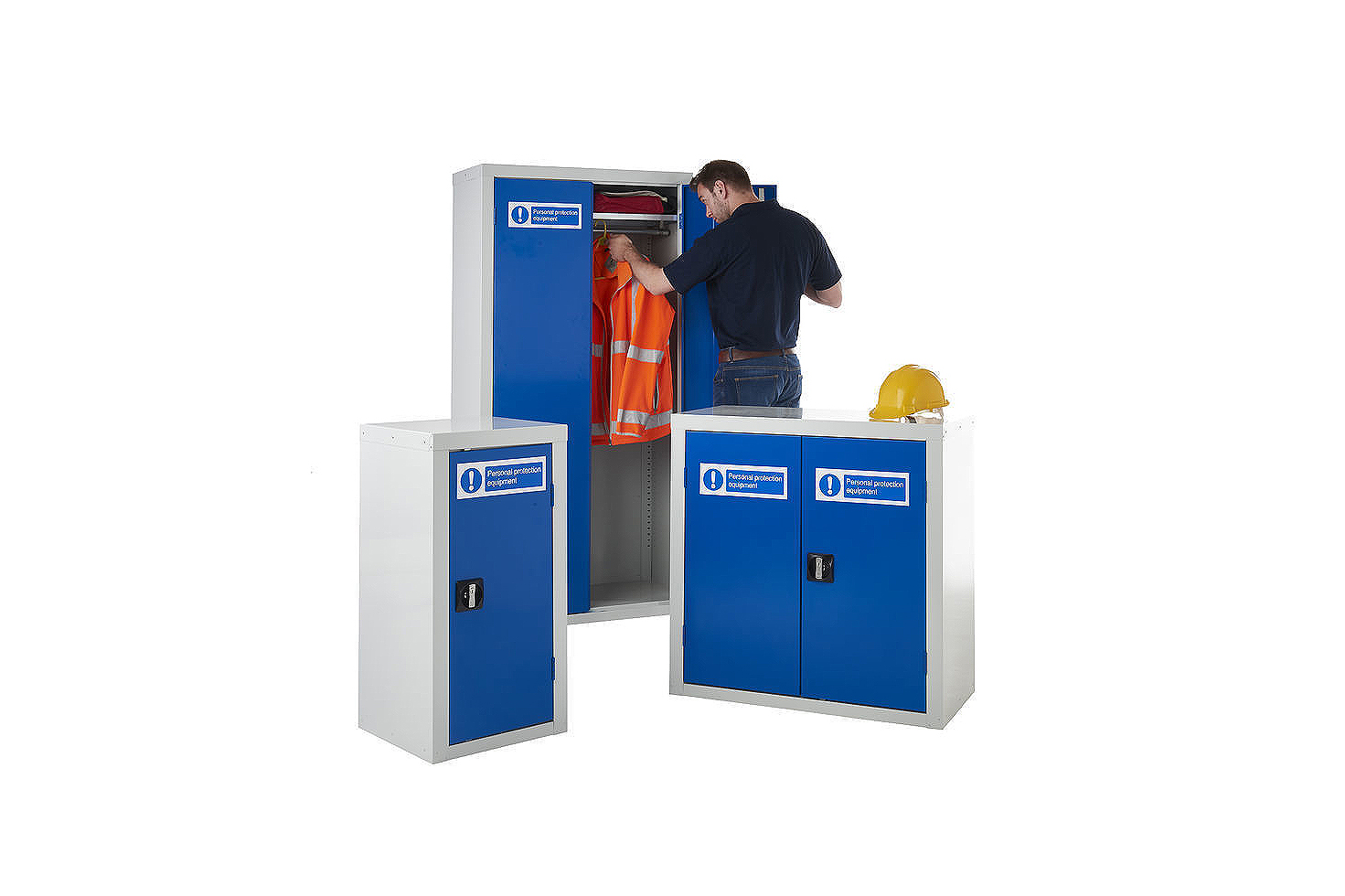 Cupboards for PPE Clothing - one or four shelves.