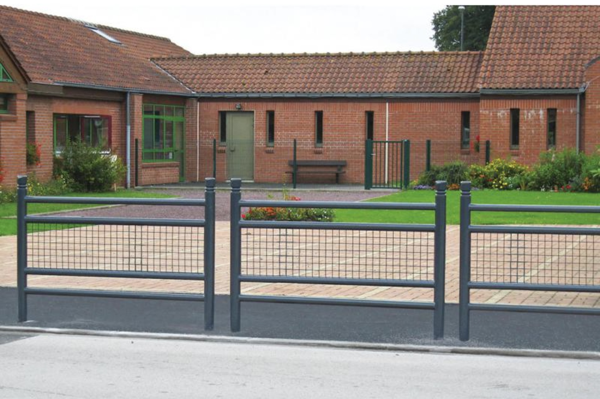Railing/Fencing system-Superior safety and strength for its laser cut mesh and 4 bars