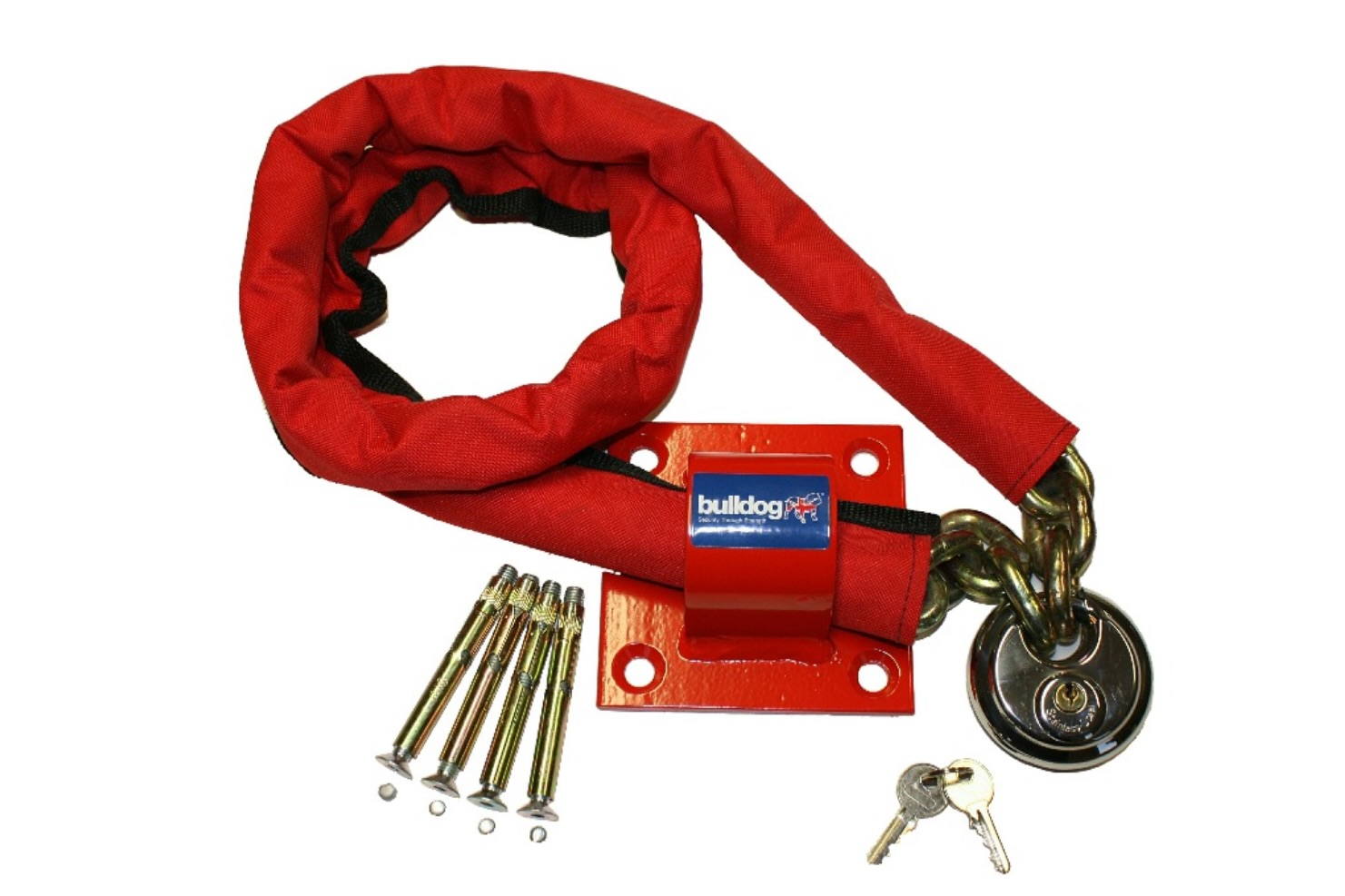 High Security 1.5m Chain: MC30 With Ground Anchor & Padlock Security Hardened Alloy Steel Insurance Approved Protection