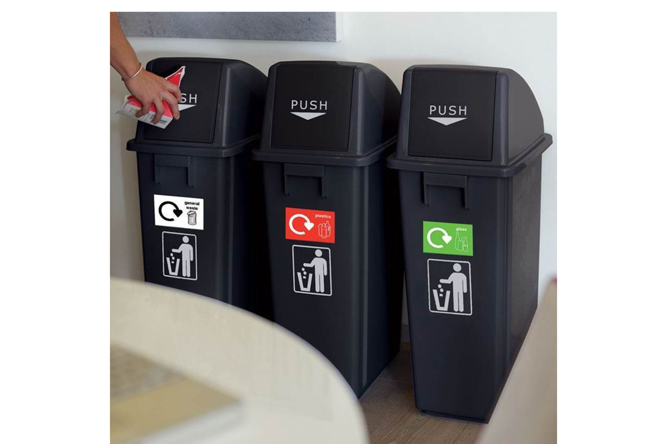 Recycling Bins (60Litre Capacity) Set of 3 ideal for offices, warehouses and factories