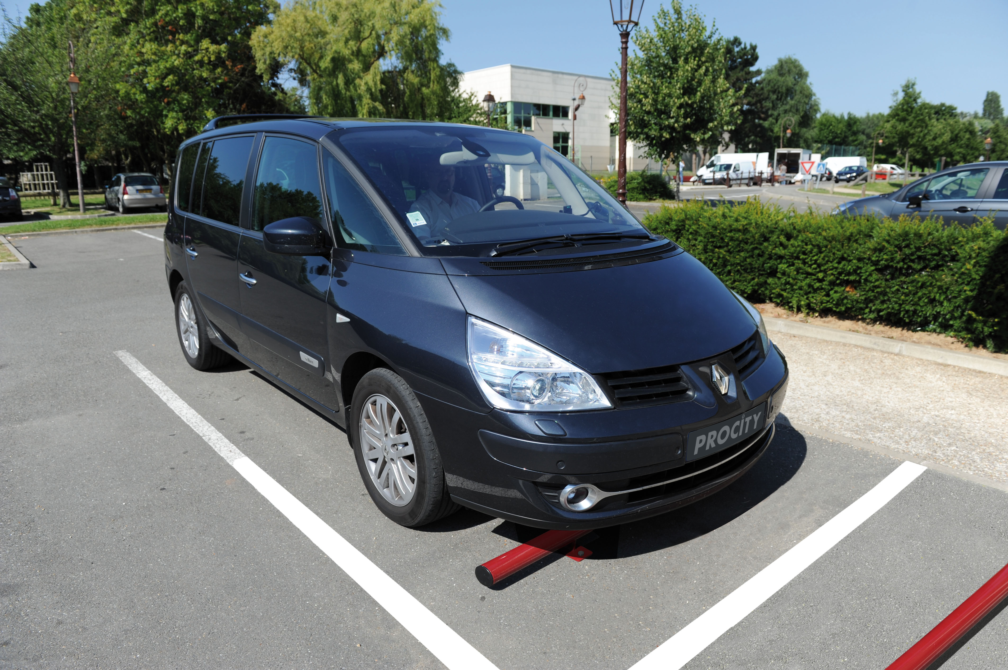 Wheel Stops in Steel with 10 Year Warranty.  Prevents vehicles from hitting walls or obstructions.