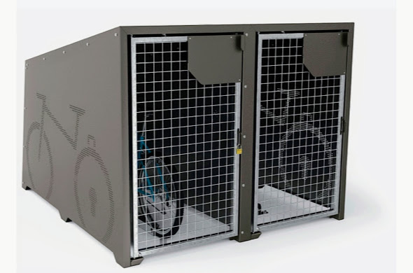 Berlin Bike Locker: Galv. Door Secure, Versatile Bike Storage Durable Outdoor Protection Modular: Main, Ext. & Door Plates