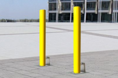 Bollard Removable (76-193mm DIA) 1200mm above ground - Galvanised and Yellow