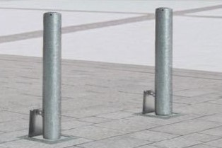 Removable Round Galvanised Steel Security Bollard 
H900mm (Diameter 60mm to 193mm) with Padlock System
