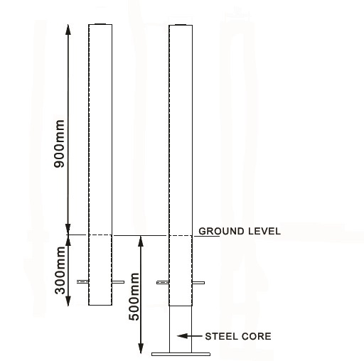 Stainless Steel Bollard (Grade 304)
Reinforced with Anti-Ram Inner Core
Multiple Diameters (900mm & 1000mm High)