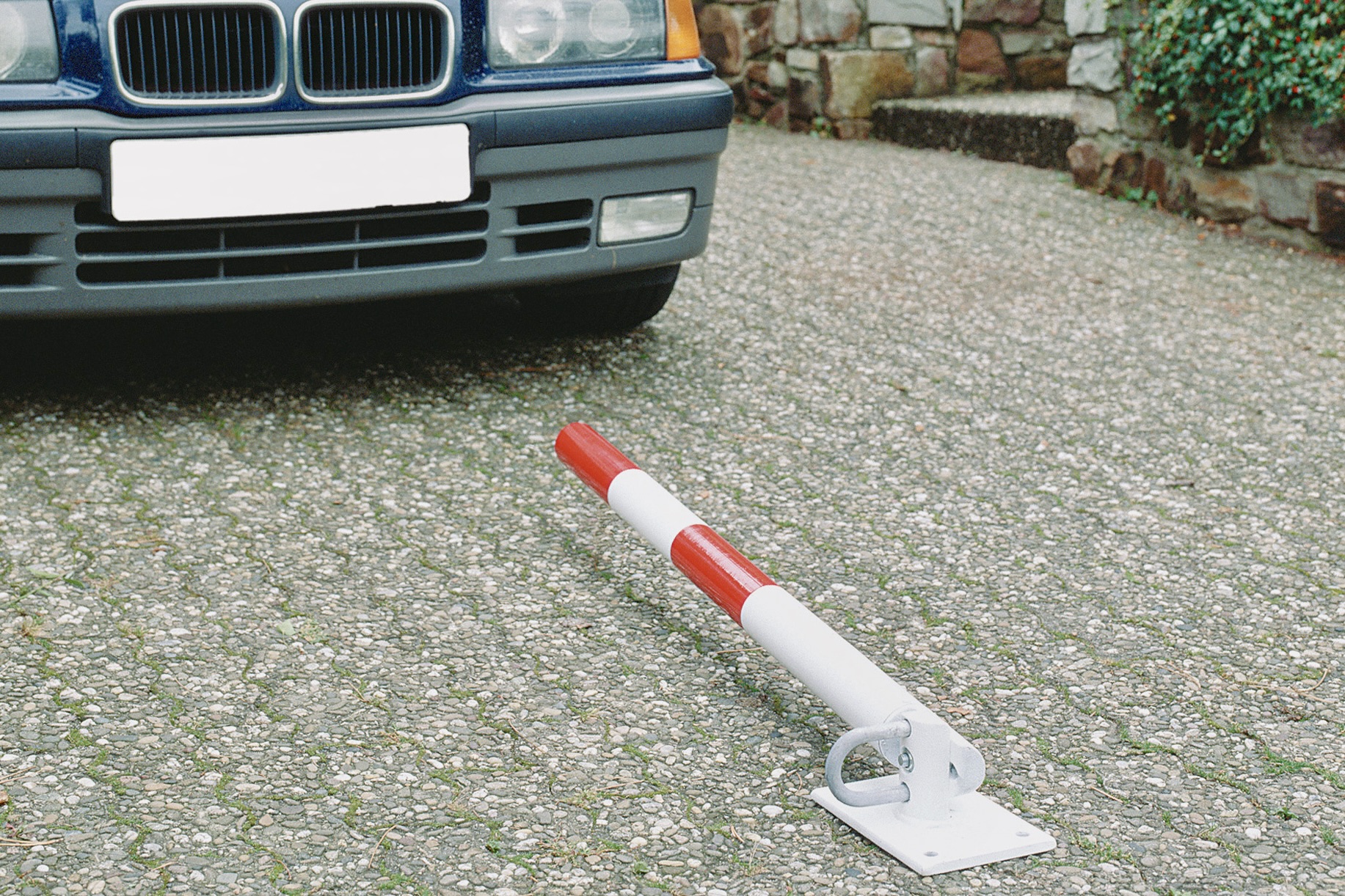 Fold-down Tall Parking Post: Heavy Duty & High Visibility Effective Strong Deterrent