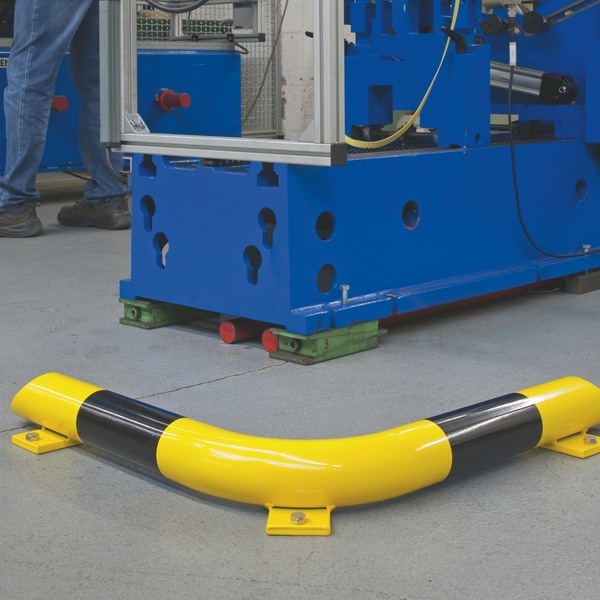 Low-Profile Impact Barriers: High-Visibility Premium Steel Industrial Safety Protection (Straight & Corner Bars)