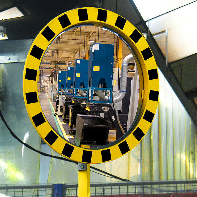 Safety Mirrors Industrial, Hi-Vis, 5 year Guarantee conforms to EU Directive CE 92/95. Internal and External use