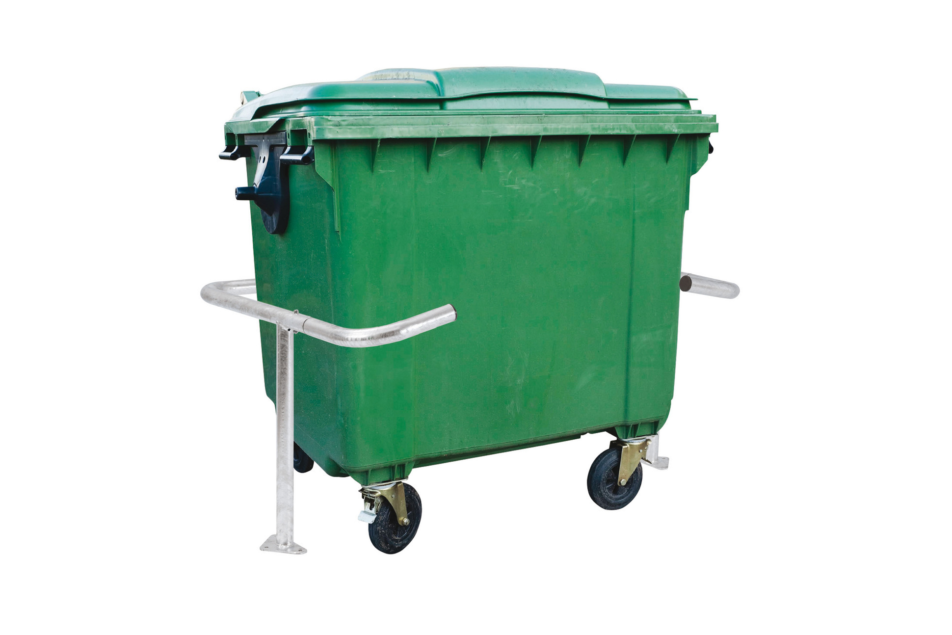 Wheelie Bin enclosure - Surface Mounted Bin is eliminated as a potential road hazard
