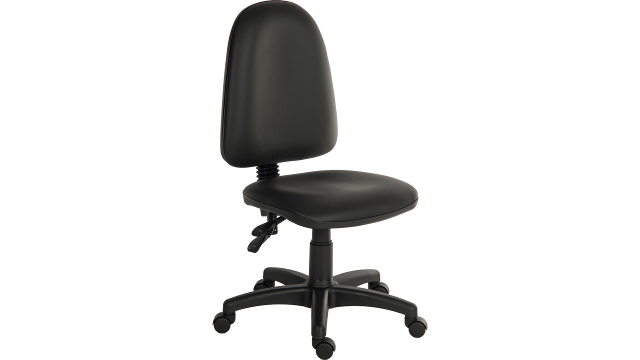 Ergo Twin PU Chair: Wipe Clean Finish, 2 Levers for Backrest Angle + Seat Height Adjustment