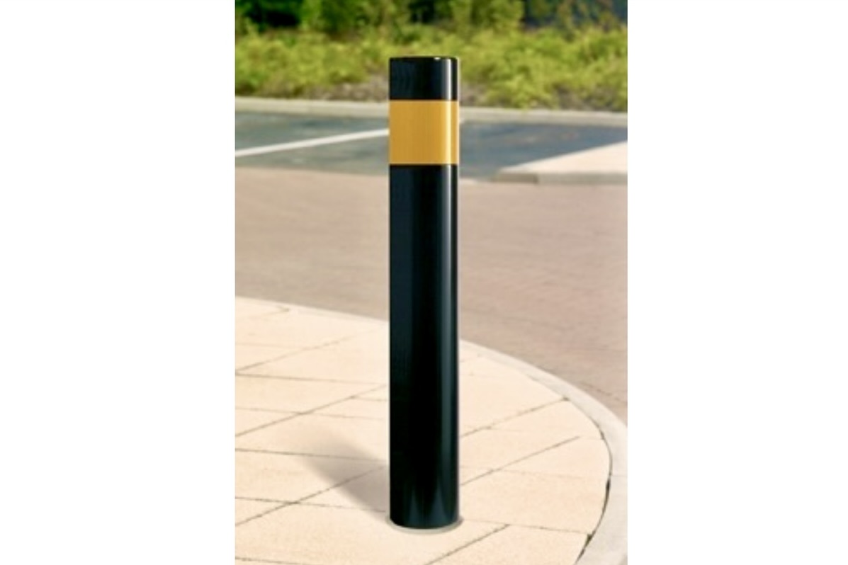 Steel Powder Coated Bollard with High Viz Reflective Band by Rhino