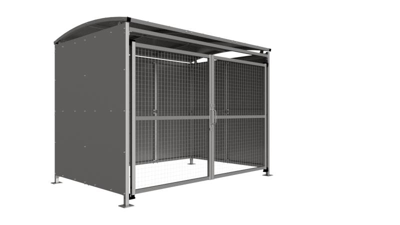 Badby MM1 Shelter Galvanised Clad 
With Mesh Lockable Gates 
Ideal for Recycling & Bins