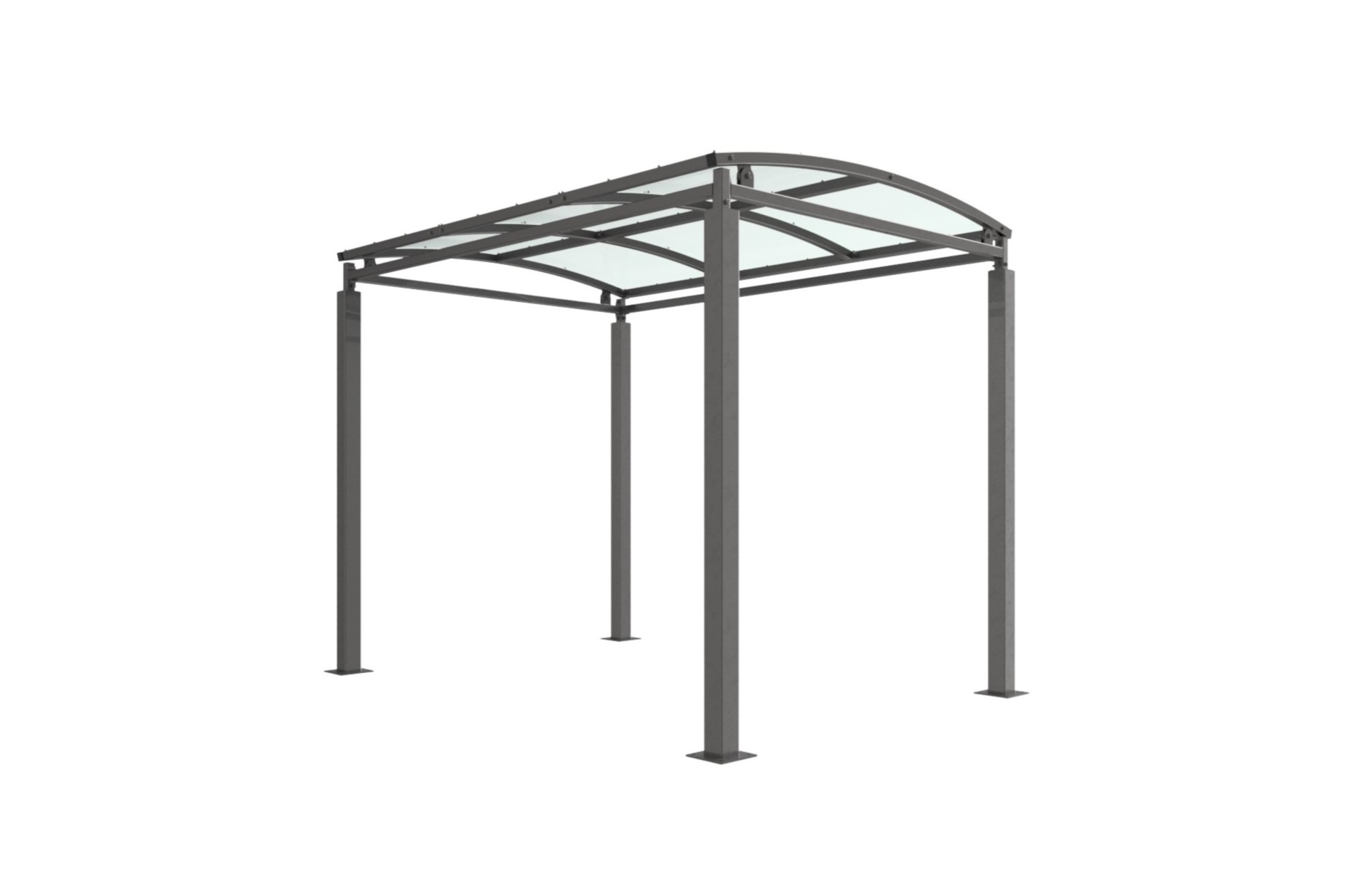 Denham Curved Roof Shelter: 
For Bike Storage or a Walkway
Galvanised Frame & PETG Roof