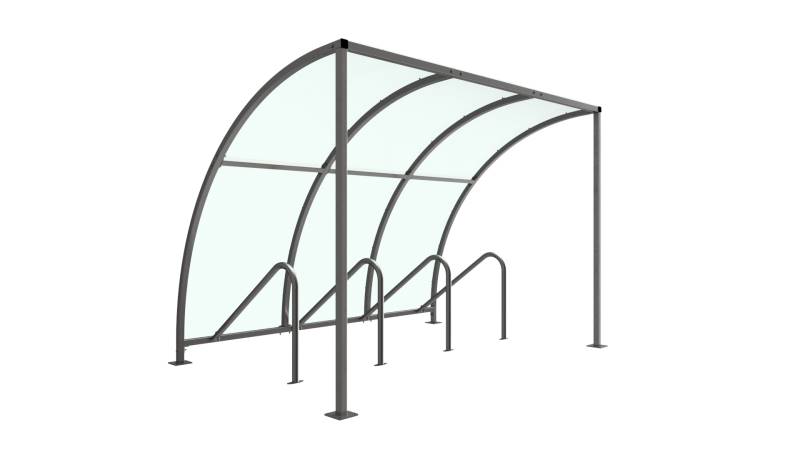 VS1 Bike Shelters (Clear PETG Roof),
Built-In Stands + Frame in Galvanised Steel.
Choose Your Size (2-12 Bikes)