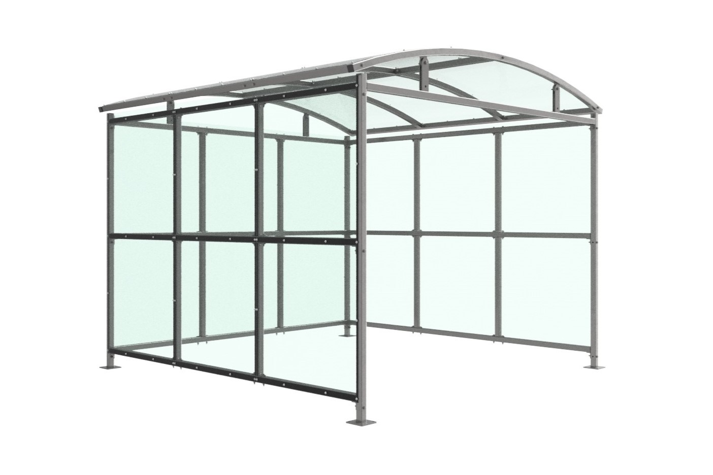 Adapta Shelter: (Multi-Purpose) For Bikes, Waiting & Trolleys Robust Galv. 50mm SQ Frame PETG Clear Roof & Sides