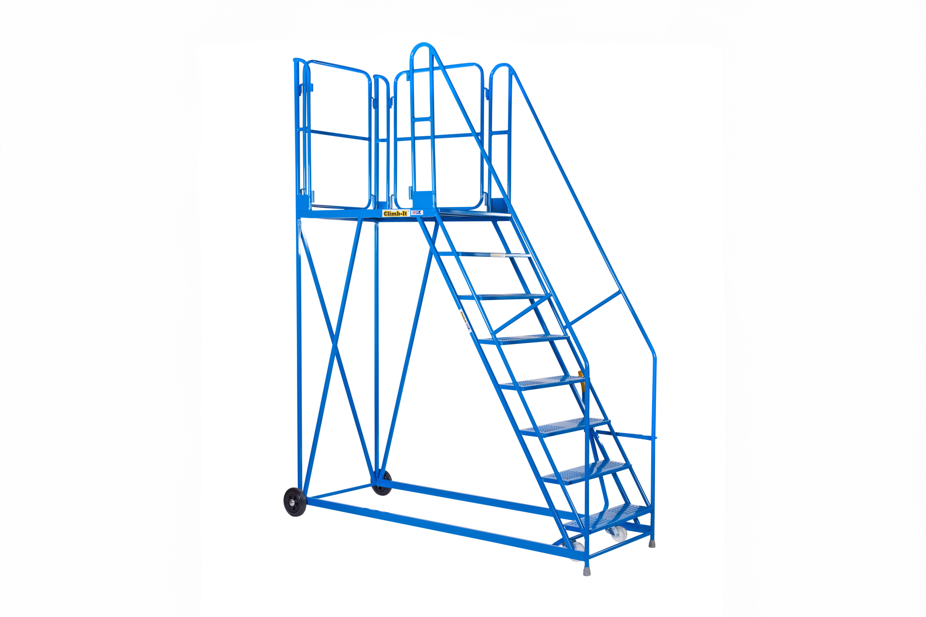 Climb-It Mobile Work Platform (1200mm): Safe & Sturdy with Handrails In Blue or Grey & Treads from 3 to 10