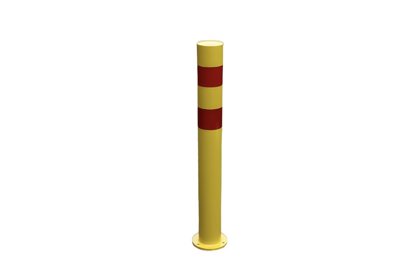 Reinforced Bollard for Enhanced Safety and Visibility (Yellow Steel + HI VIZ Red Bands) - (114mm Diameter / 1m or 1.2m Height)