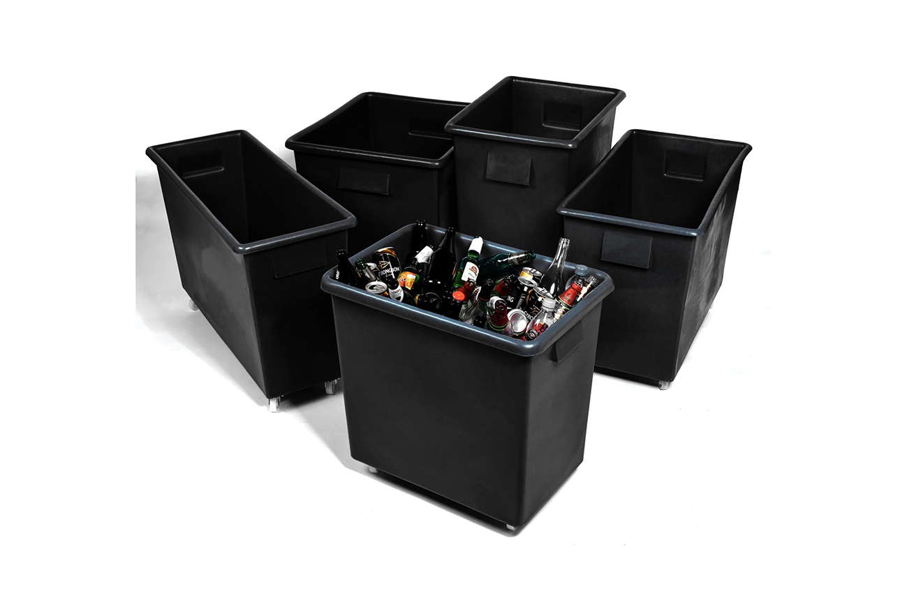 Wheeled Bottle Bar Trucks in Various Sizing 
ECO- Friendly Recycled Black Polyethylene
Ideal for Bars, Catering, Offices & Home use