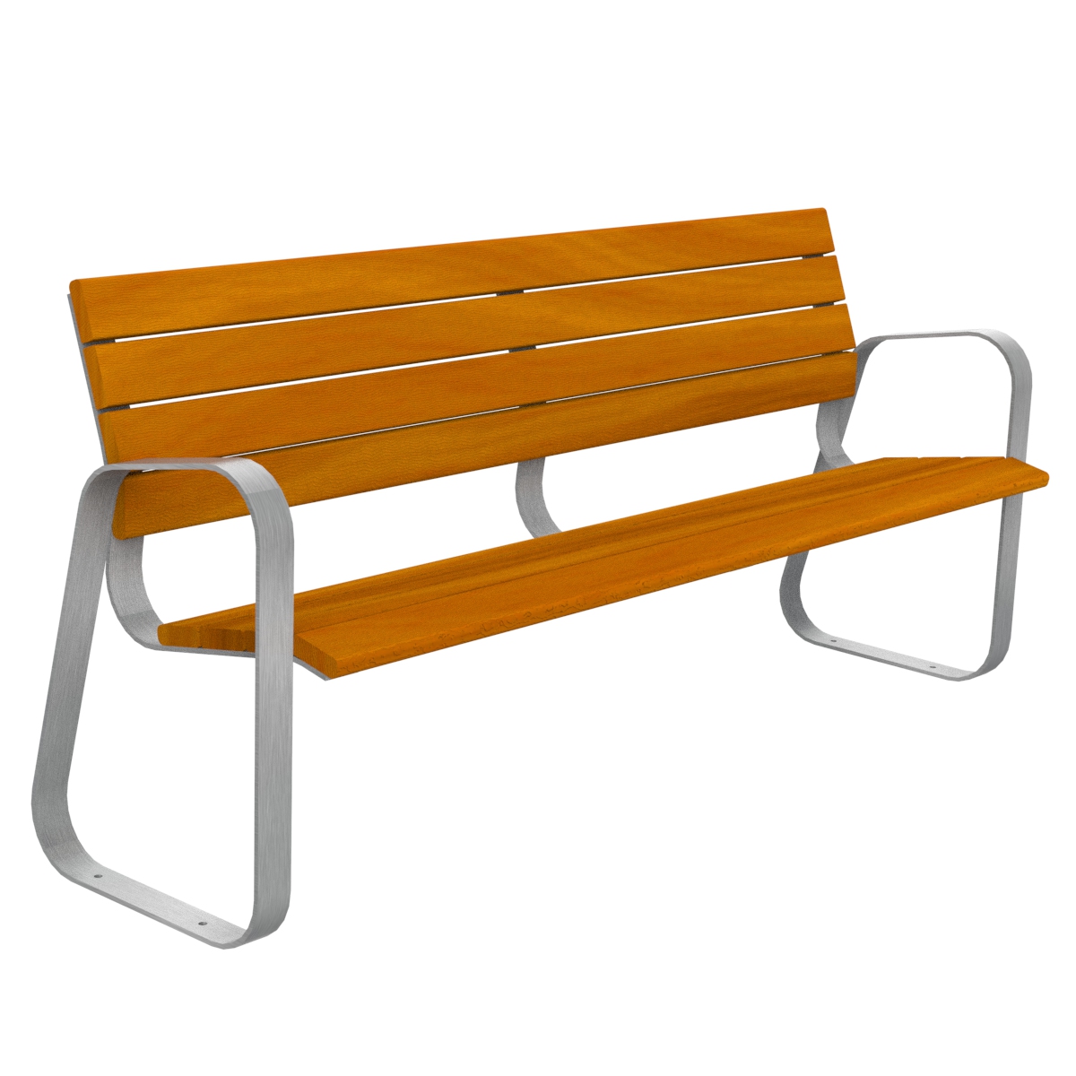 Outdoor Bench with Backrest - wood and steel construction, anti-graffiti finish
