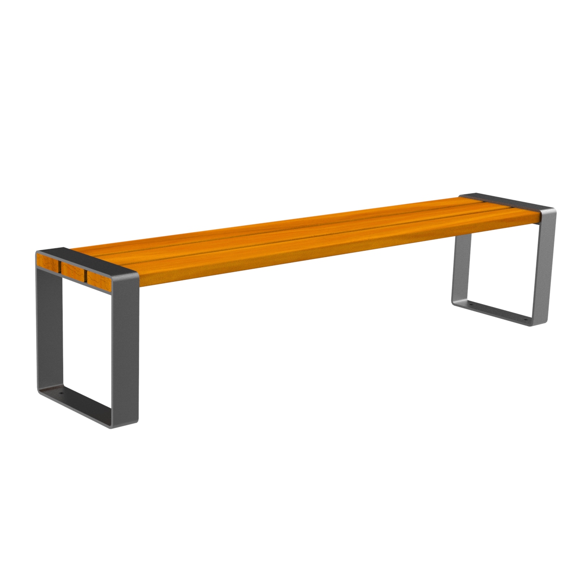 Outdoor Bench without Backrest - wood and stainless steel construction