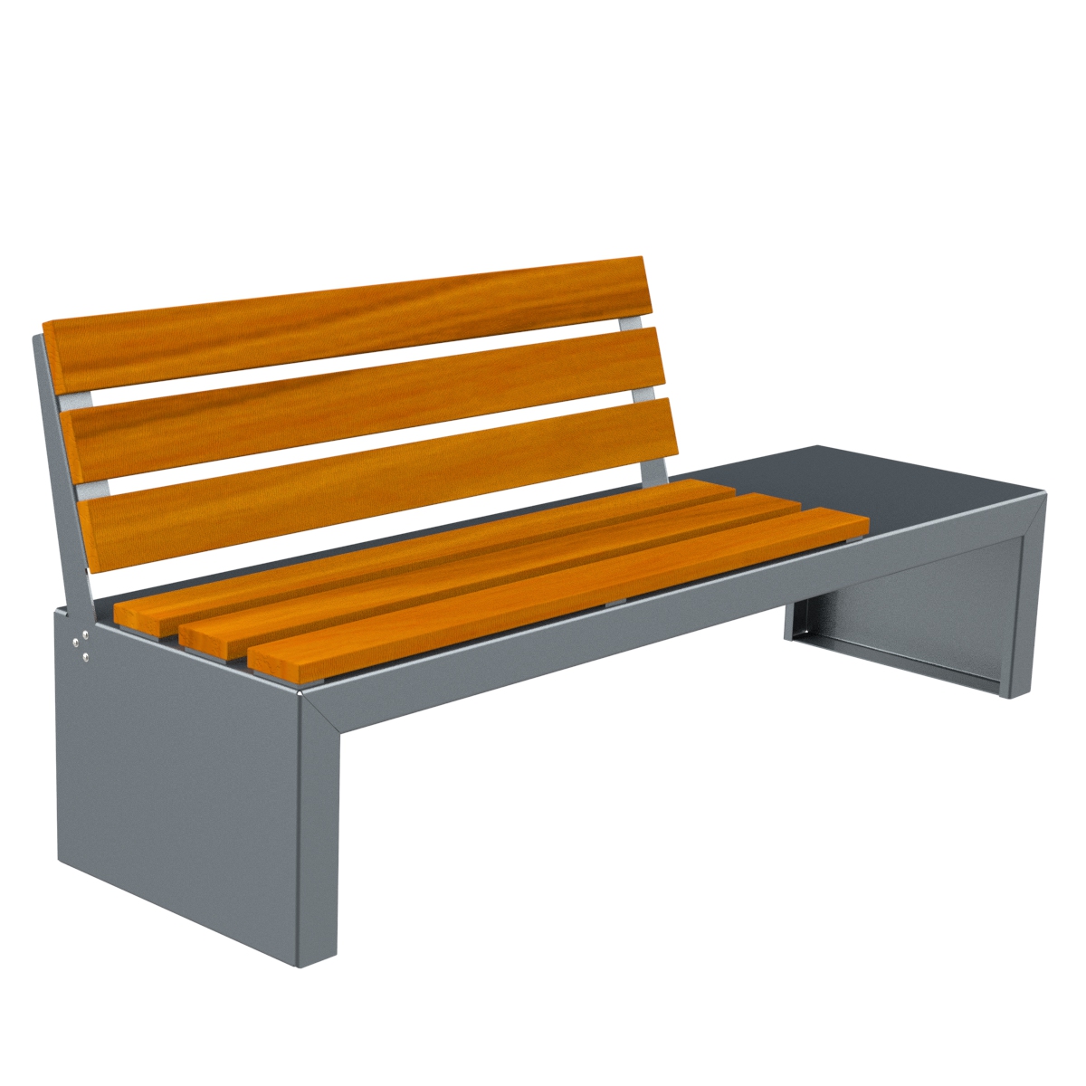 Outdoor Bench - steel bench with Guinea wood slats, anti-fungal, water repellent