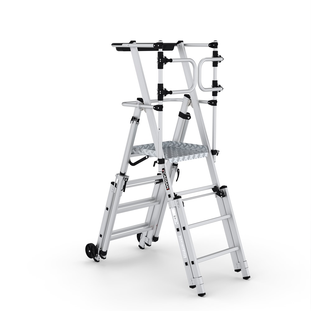 Folding Telescopic Large Platform Step: Climb-It
with Safety Gates | TUV Certified & to EN131