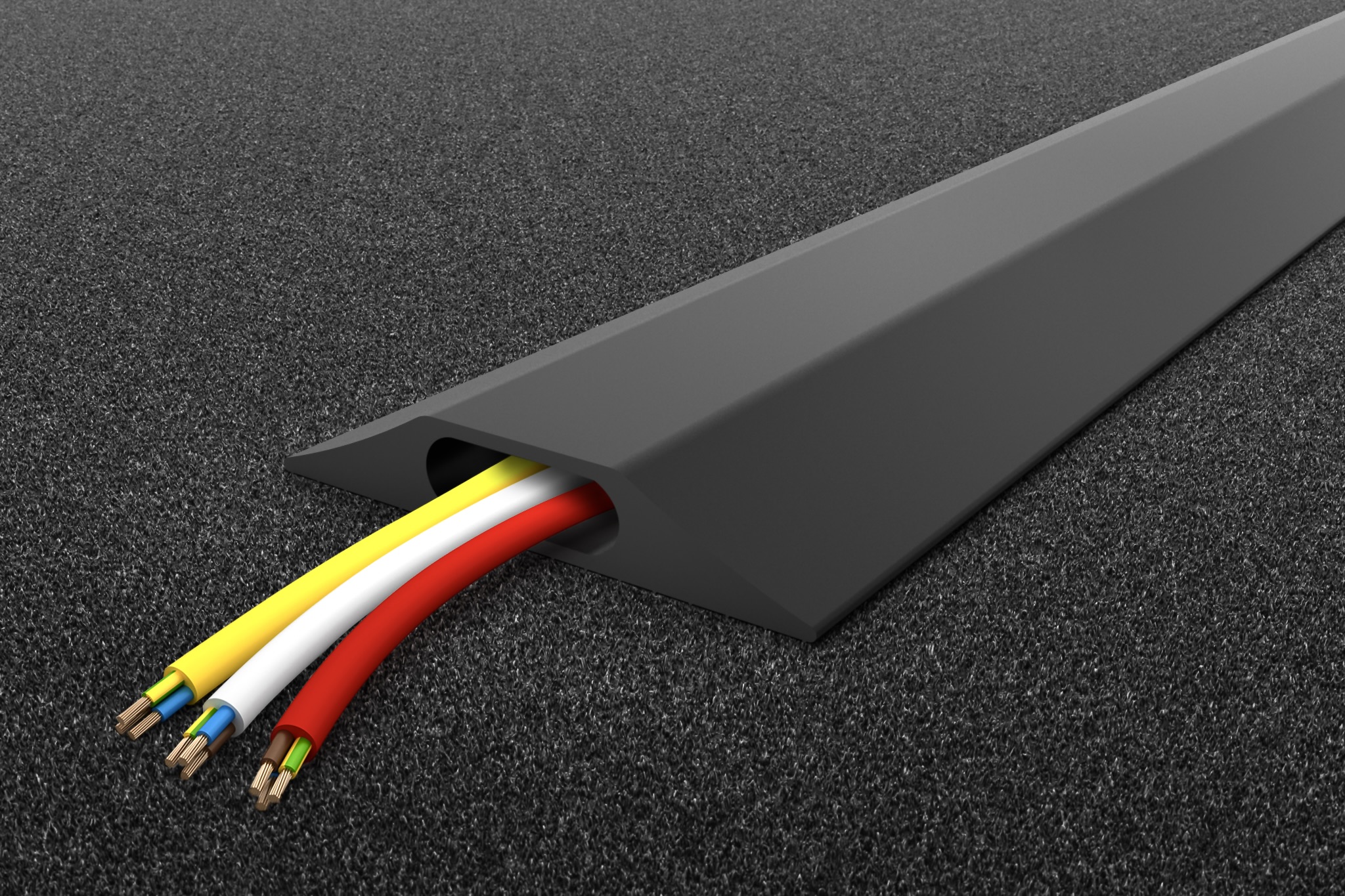 Cable Protector in 3 & 9 Mtr lengths - to help reduce trip hazards, optional hazard strip to improve visibility
