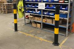Bollards Impact Protection (60-323mm DIA) 900mm above ground - Hi Viz Mild Steel. Bolt Down.