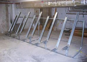 Semi-Vertical Cycle Rack. Ideal solution for cycle parking when space is limited