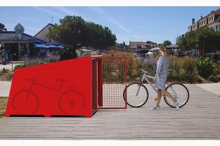 In Situ Procity Painted Doors Traffic Red bike locker Main Module Unit. 