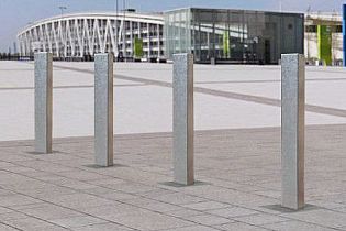 Square Galvanised Steel Bollard(s): (50 to 150mm Sq.) 
Height 900mm above ground - Flat Cap Style