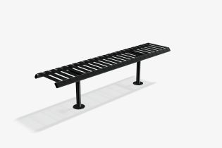 Rendered Image of a Black (RAL 9005) Finish of a Bolt-down Bench Seat.