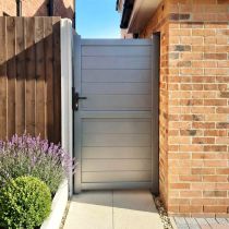 Aluminium Garden Side Gate: Flat Top
Fully Boarded Horizontal Infill in Grey