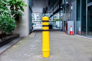 Yellow Decorative Bollard Sleeve in-situ