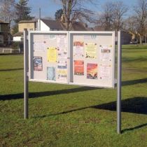 Anodised Dual Door Notice Board (Display 24 A4)
Standard Wall or Post Mounting (Extra-cost)
