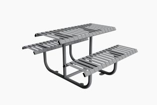 Rendered Image of a Bolt-down Outdoor Picnic Bench with Combined Seating.