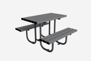 Rendered Image of a Bolt-down Outdoor Picnic Bench with Combined Seating.